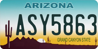 AZ license plate ASY5863
