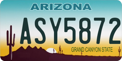 AZ license plate ASY5872