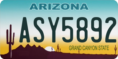 AZ license plate ASY5892