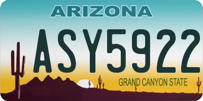 AZ license plate ASY5922