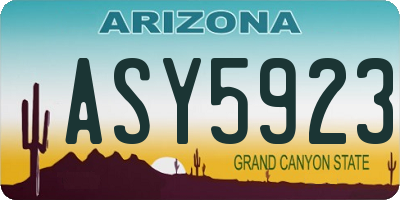 AZ license plate ASY5923