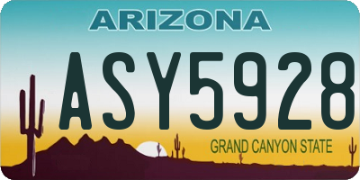 AZ license plate ASY5928