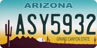 AZ license plate ASY5932