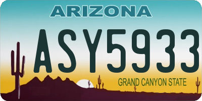 AZ license plate ASY5933