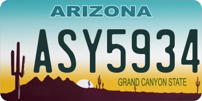AZ license plate ASY5934