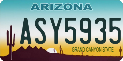 AZ license plate ASY5935