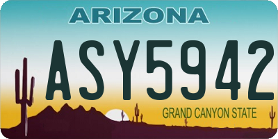 AZ license plate ASY5942