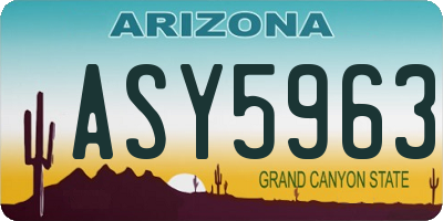 AZ license plate ASY5963