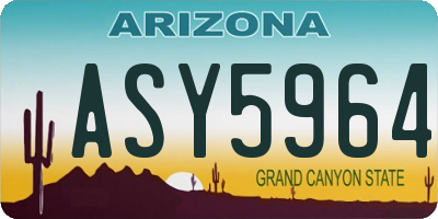 AZ license plate ASY5964