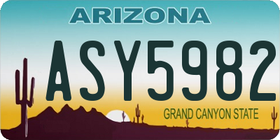 AZ license plate ASY5982
