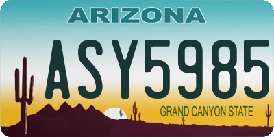 AZ license plate ASY5985