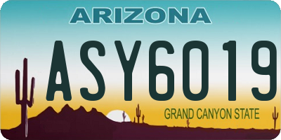 AZ license plate ASY6019