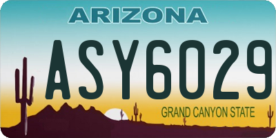 AZ license plate ASY6029
