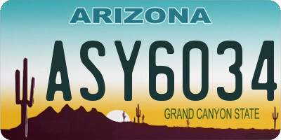 AZ license plate ASY6034