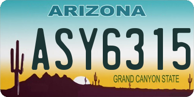 AZ license plate ASY6315