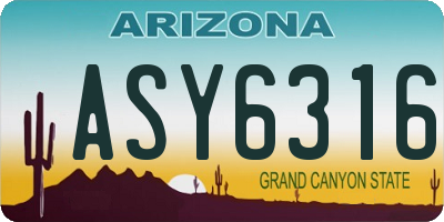 AZ license plate ASY6316