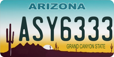 AZ license plate ASY6333