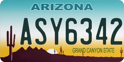 AZ license plate ASY6342