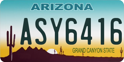 AZ license plate ASY6416