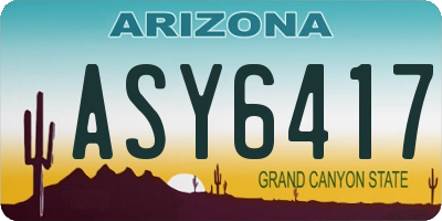 AZ license plate ASY6417