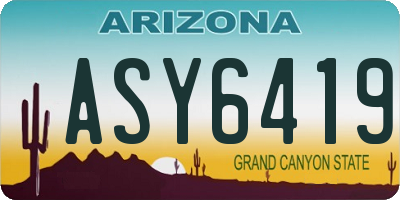 AZ license plate ASY6419