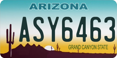 AZ license plate ASY6463