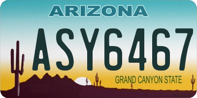 AZ license plate ASY6467