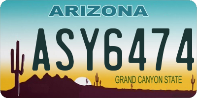 AZ license plate ASY6474