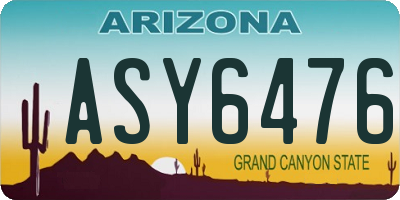 AZ license plate ASY6476