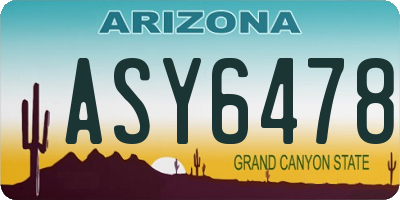 AZ license plate ASY6478