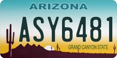 AZ license plate ASY6481