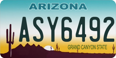 AZ license plate ASY6492