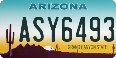 AZ license plate ASY6493