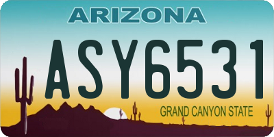 AZ license plate ASY6531