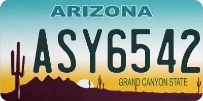 AZ license plate ASY6542