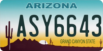 AZ license plate ASY6643