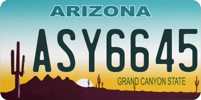 AZ license plate ASY6645