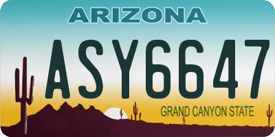 AZ license plate ASY6647