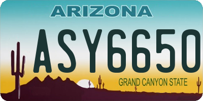 AZ license plate ASY6650