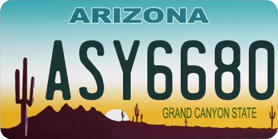 AZ license plate ASY6680