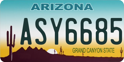 AZ license plate ASY6685