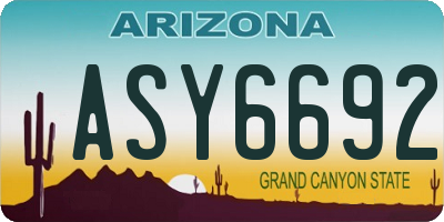 AZ license plate ASY6692