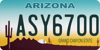 AZ license plate ASY6700