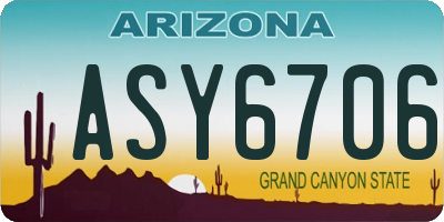 AZ license plate ASY6706