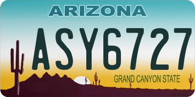 AZ license plate ASY6727