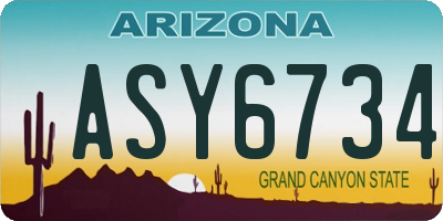 AZ license plate ASY6734