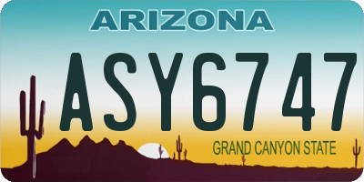 AZ license plate ASY6747