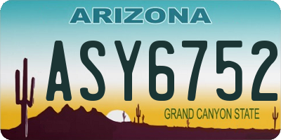 AZ license plate ASY6752