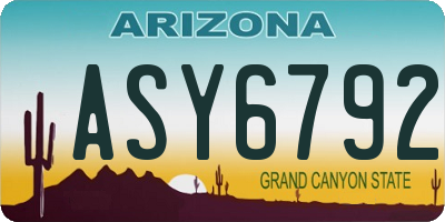 AZ license plate ASY6792