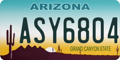 AZ license plate ASY6804